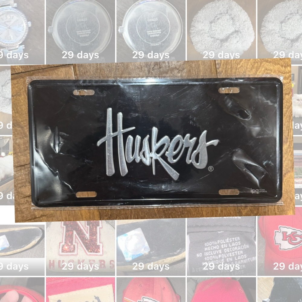 Huskers Black and Silver License Plate